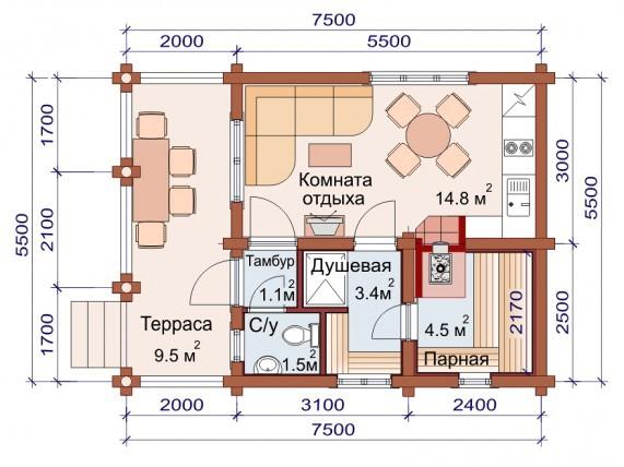Проекты одноэтажных бань Проекты одноэтажных бань